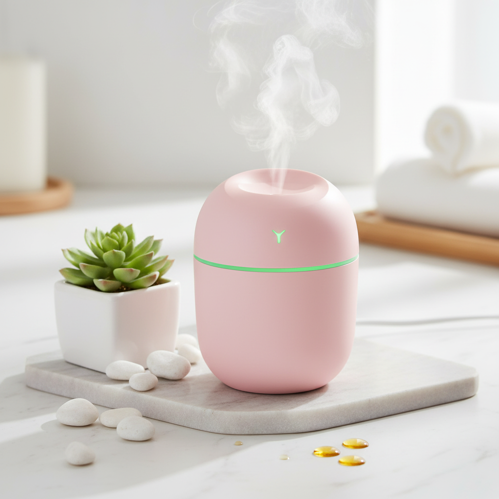 Humidificateur ultrasonique USB rose - ambiance zen