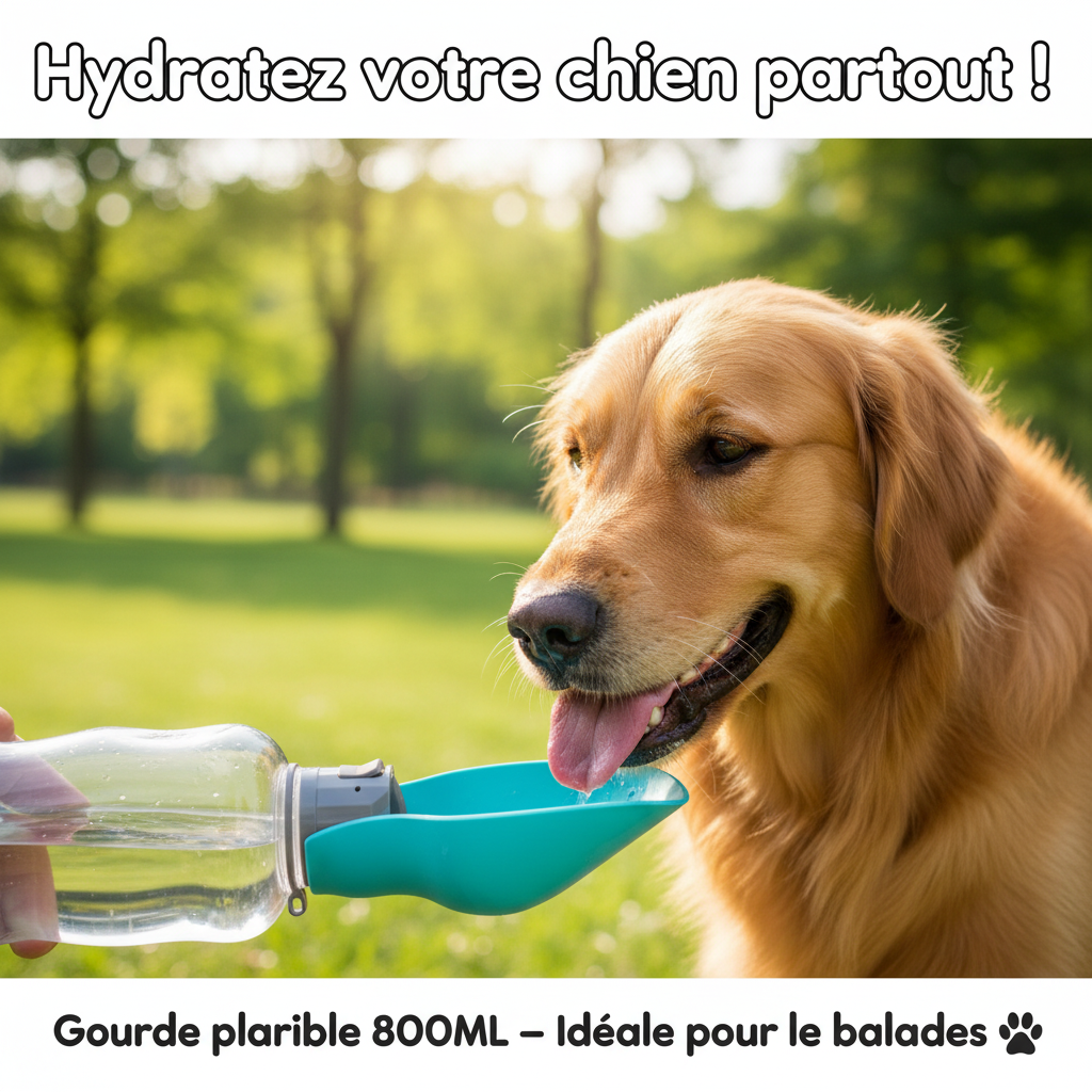 Gourde portable chien 800ML - Hydratez votre chien partout