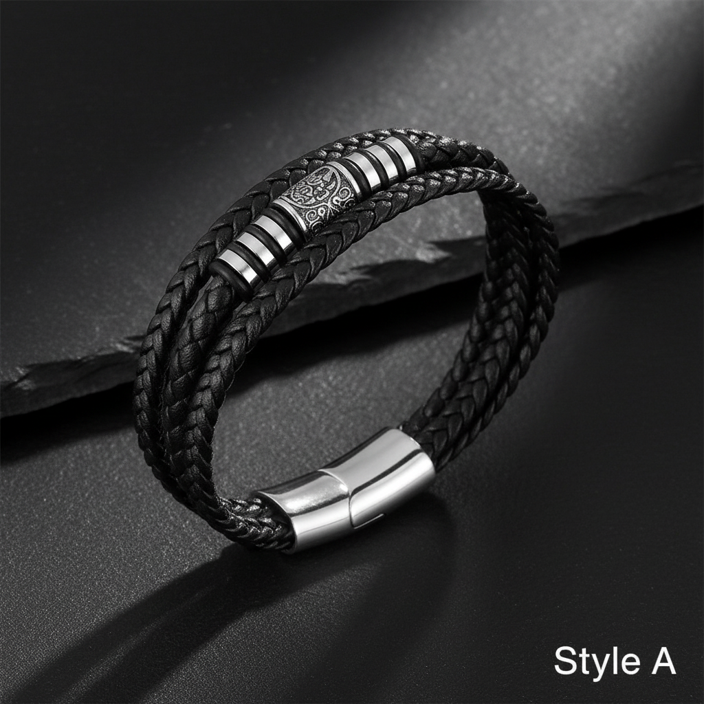 Bracelet Homme Cuir Tressé Style A