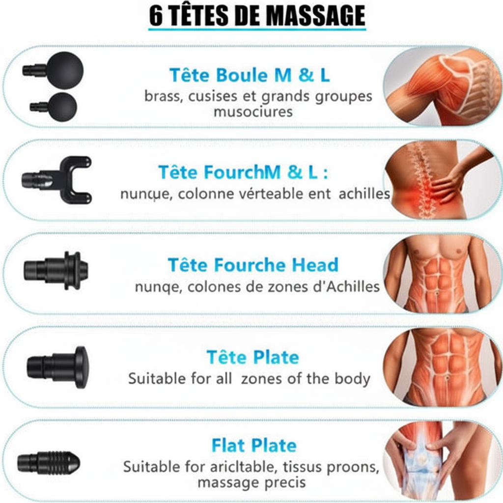 6 têtes de massage - guide en français